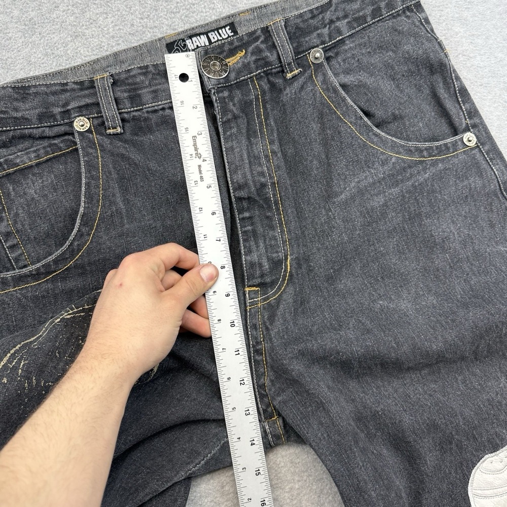 Vintage RAW BLUE Air Force Sneaker Y2K 3D Embroidered Baggy Jeans Shoe 36x32 - Picture 9 of 13